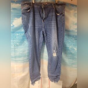 CRYSTAL‎ RocK NWOT Women's Distressed Blue Jeans SIZE 22